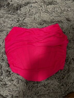 SHEIN Hot Pink Ruched Strapless Crop Top